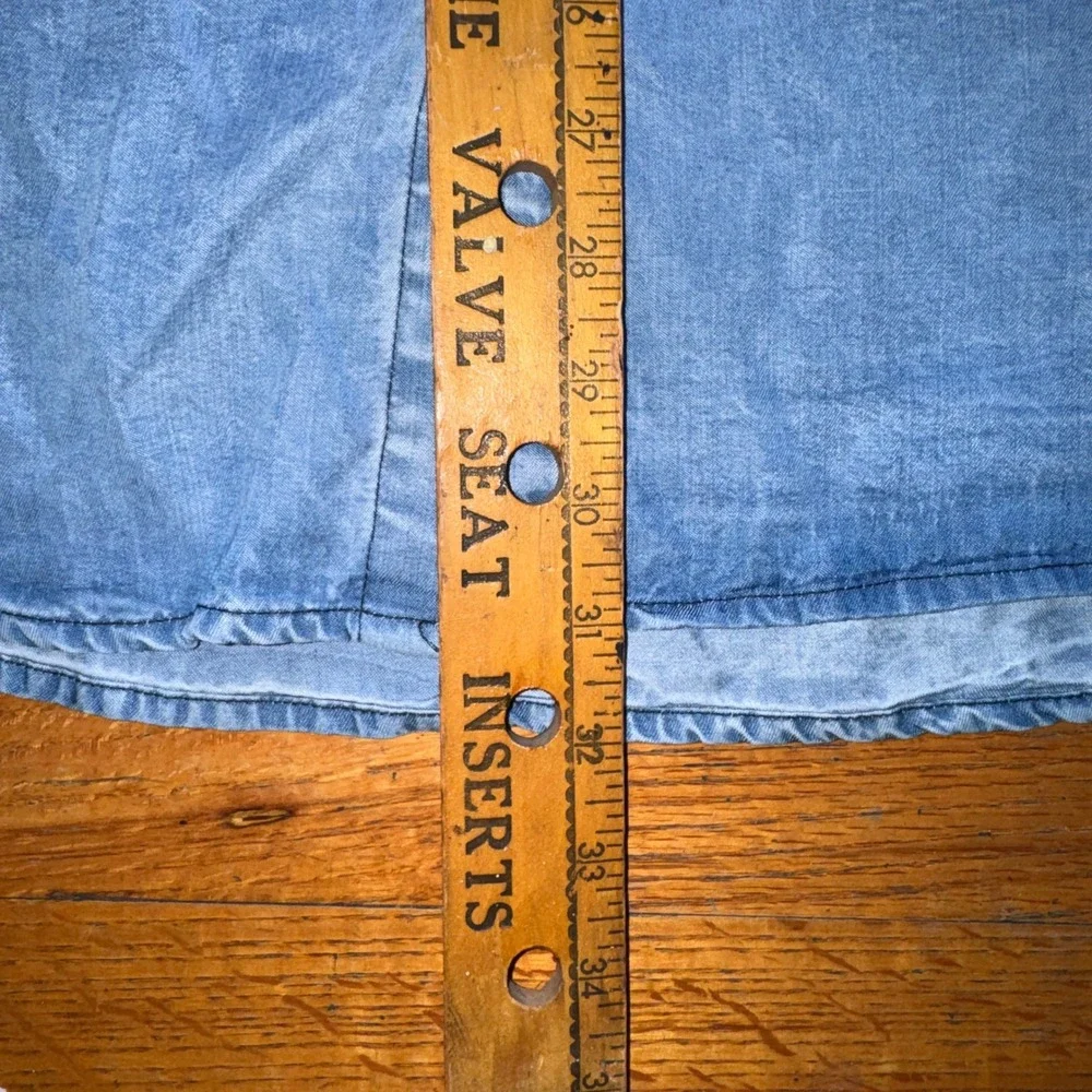 Jaymes‎ Mens Light Wash Denim Button Down Shirt Long Sleeve Blue Casual XL
